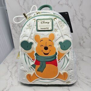 NWT Loungefly Disney Winnie the Pooh Snow Angel Mini Backpack Christmas Winter C